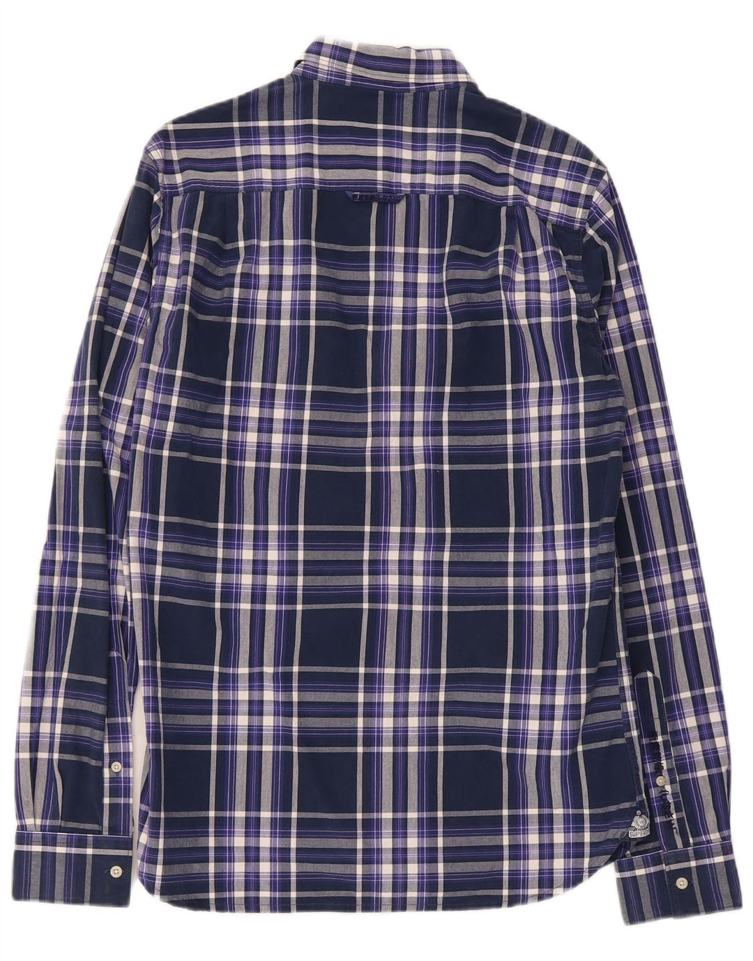Superdry Mens Shirt Small Navy Blue Check Cotton