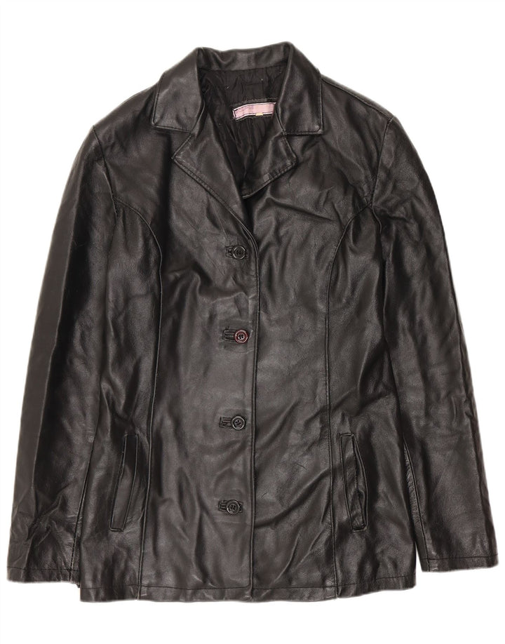 ECLIPSE Damen Lederjacke UK 10 Small Schwarz