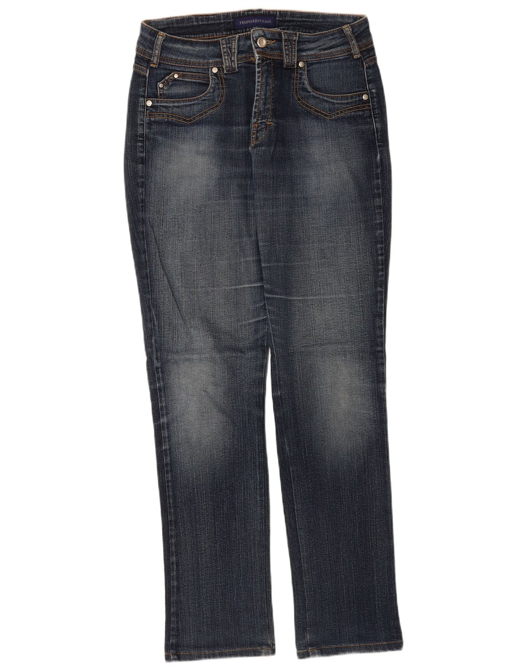 Trussardi Womens Straight Jeans W28 L32 Navy Blue Cotton