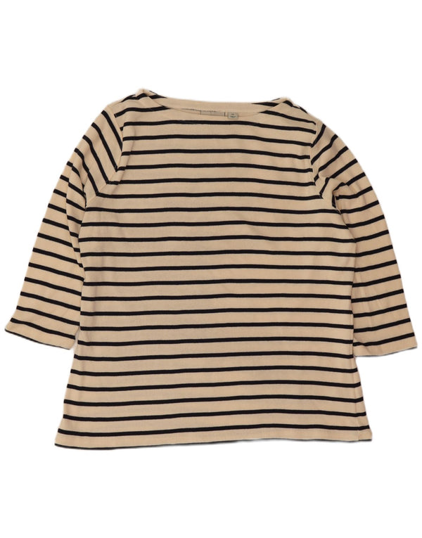 L.L.Bean Top da donna manica 3/4 UK 18 XL Cotone a righe bianco sporco nautico