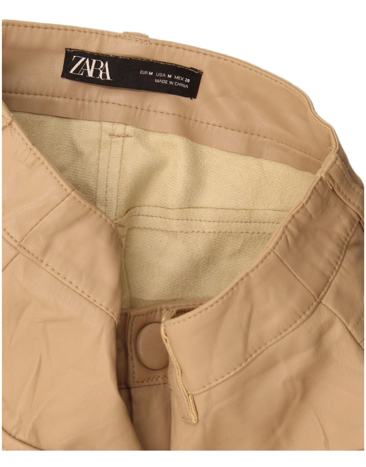 Zara Dame imiteret læder nederdel Medium W28 Beige