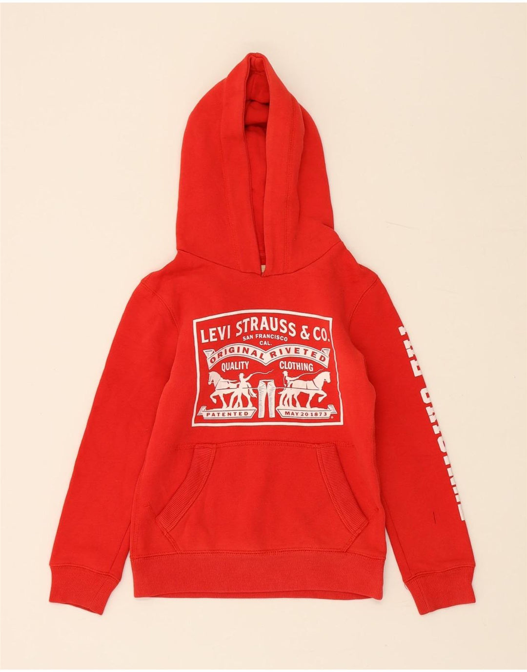 Suéter com capuz gráfico LEVI'S Boys 7-8 anos algodão vermelho