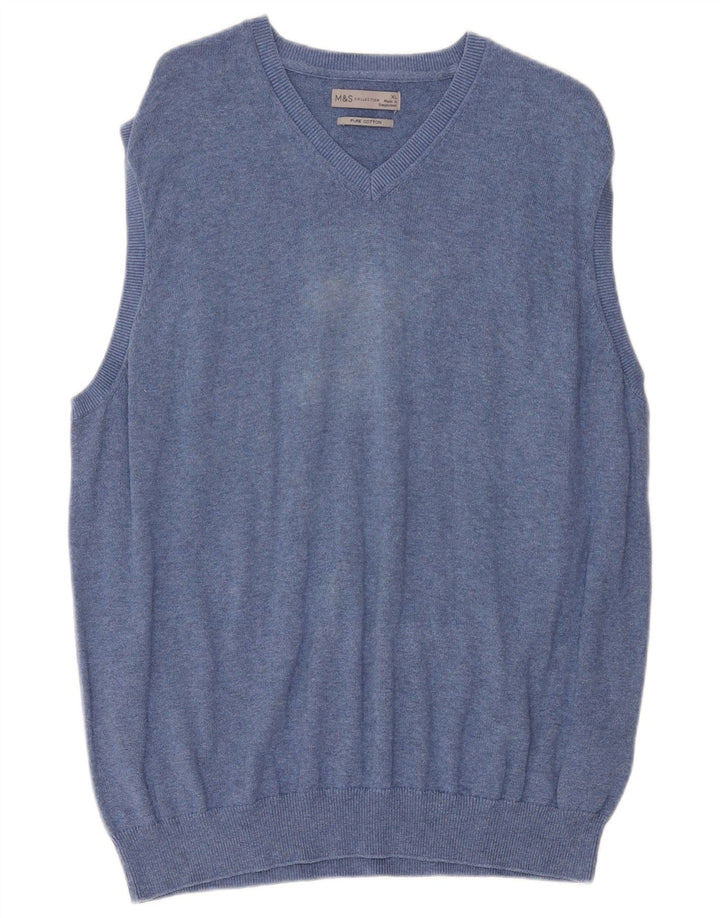 Marks & Spencer Mens Vest Tank Top XL Blue Cotton