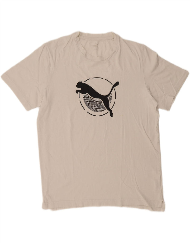 Puma Mens Graphic T-Shirt Top Medium White Cotton