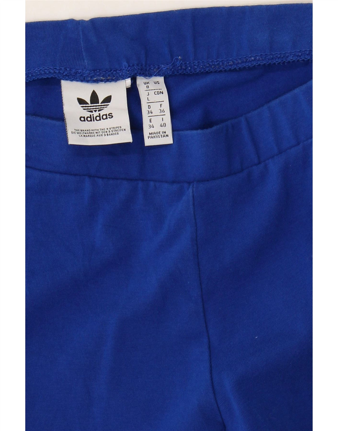 ADIDAS Womens Graphic Leggings UK 8 Small Blue Colourblock Vintage Adidas and Second-Hand Adidas from Messina Hembry 