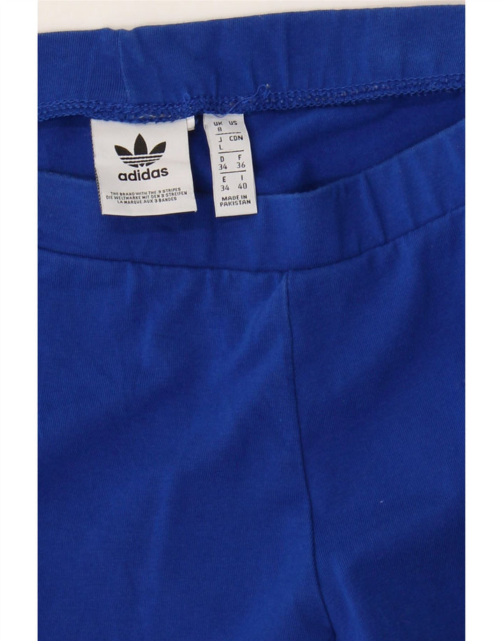 ADIDAS Womens Graphic Leggings UK 8 Small Blue Colourblock Vintage Adidas and Second-Hand Adidas from Messina Hembry 