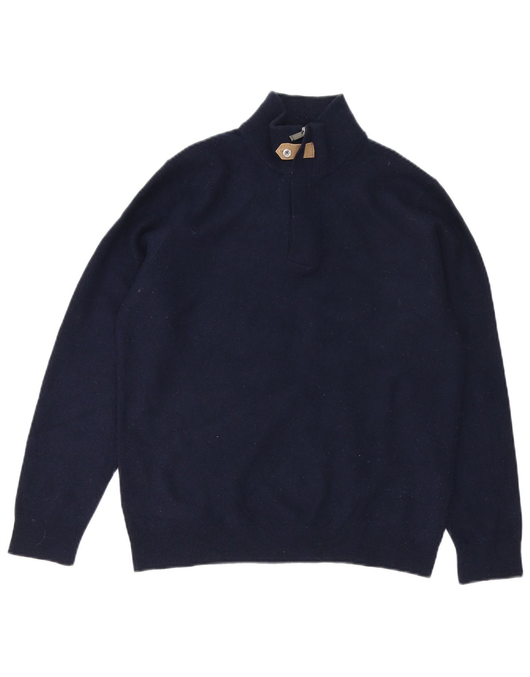 Massimo Dutti Mens Zip Neck Jumper Sweater Medium Navy Blue Wool