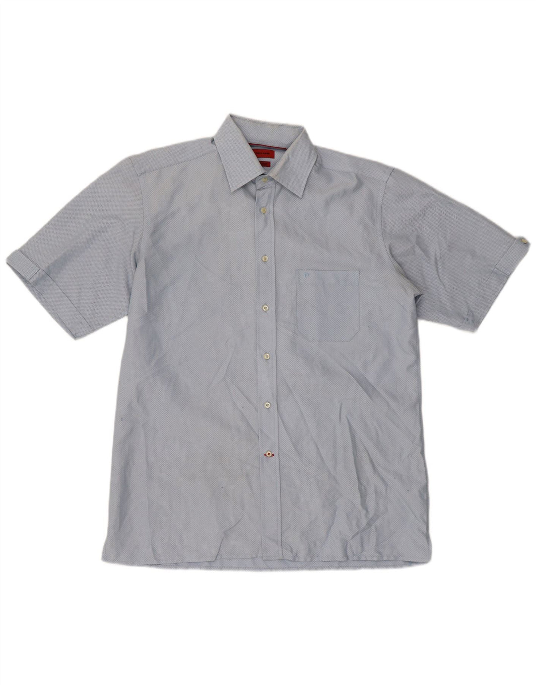 Pierre Cardin Mens Short Sleeve Regular Fit Shirt Medium Blue Cotton