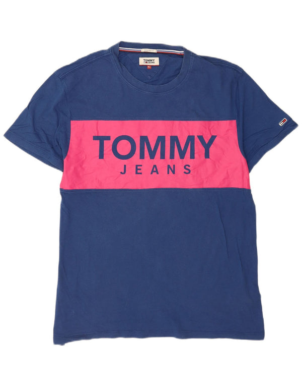 Tommy Hilfiger Mens Graphic T-Shirt Top XL Navy Blue Colourblock