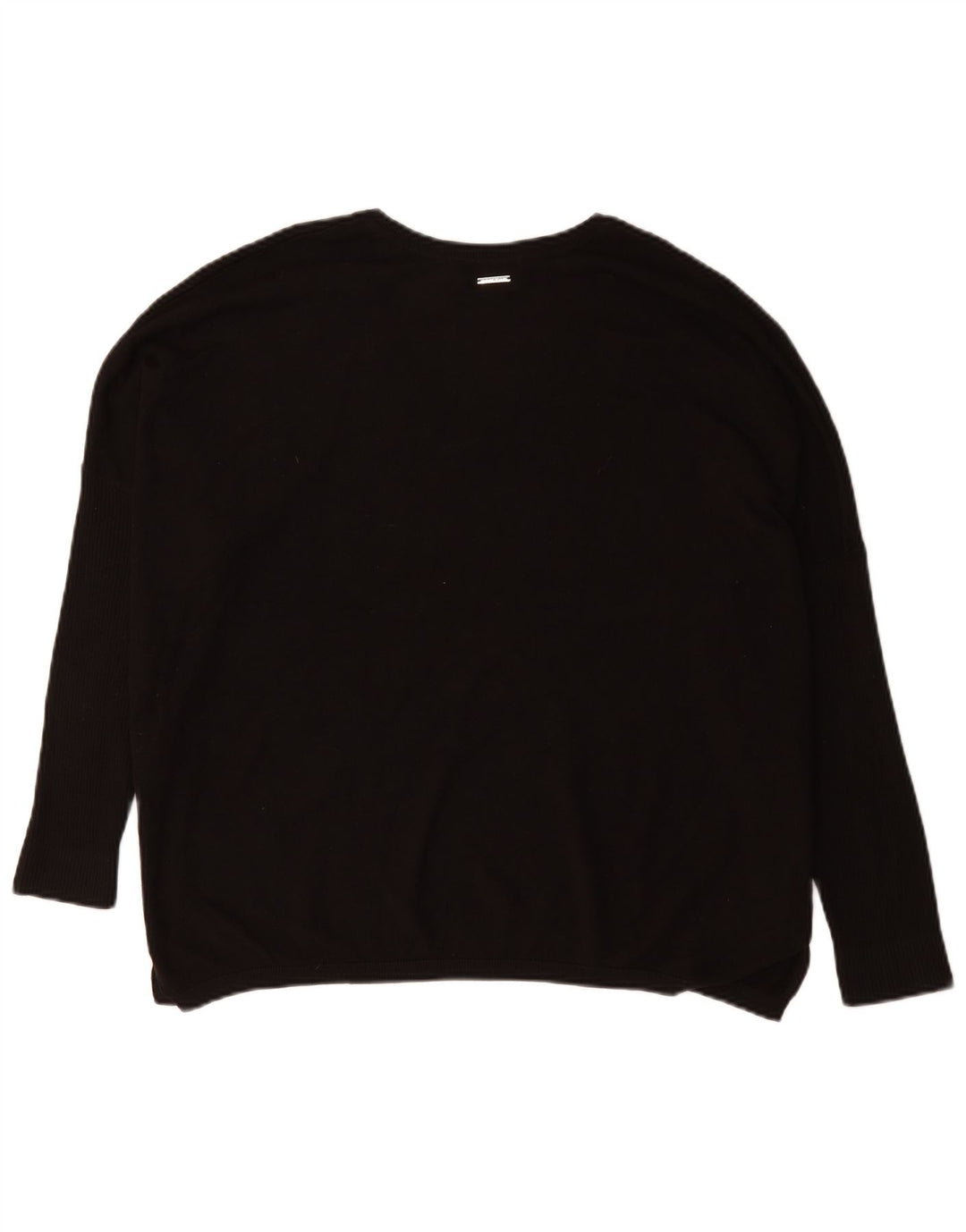 Dkny Womens Oversized Graphic V-Neck Jumper Sweater UK 16 Large Black