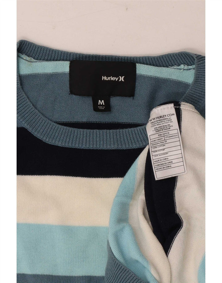 Hurley herre rund hals sweater medium flerfarvet stribet bomuld
