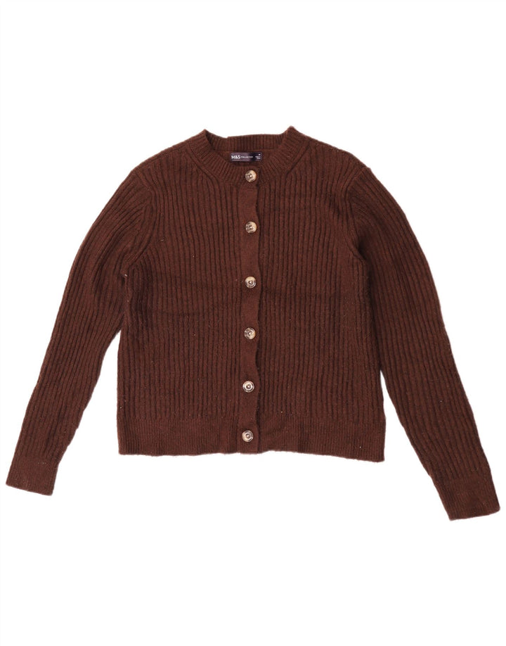 Marks & Spencer Dame Cardigan Sweater UK 14 Medium Brun Polyester