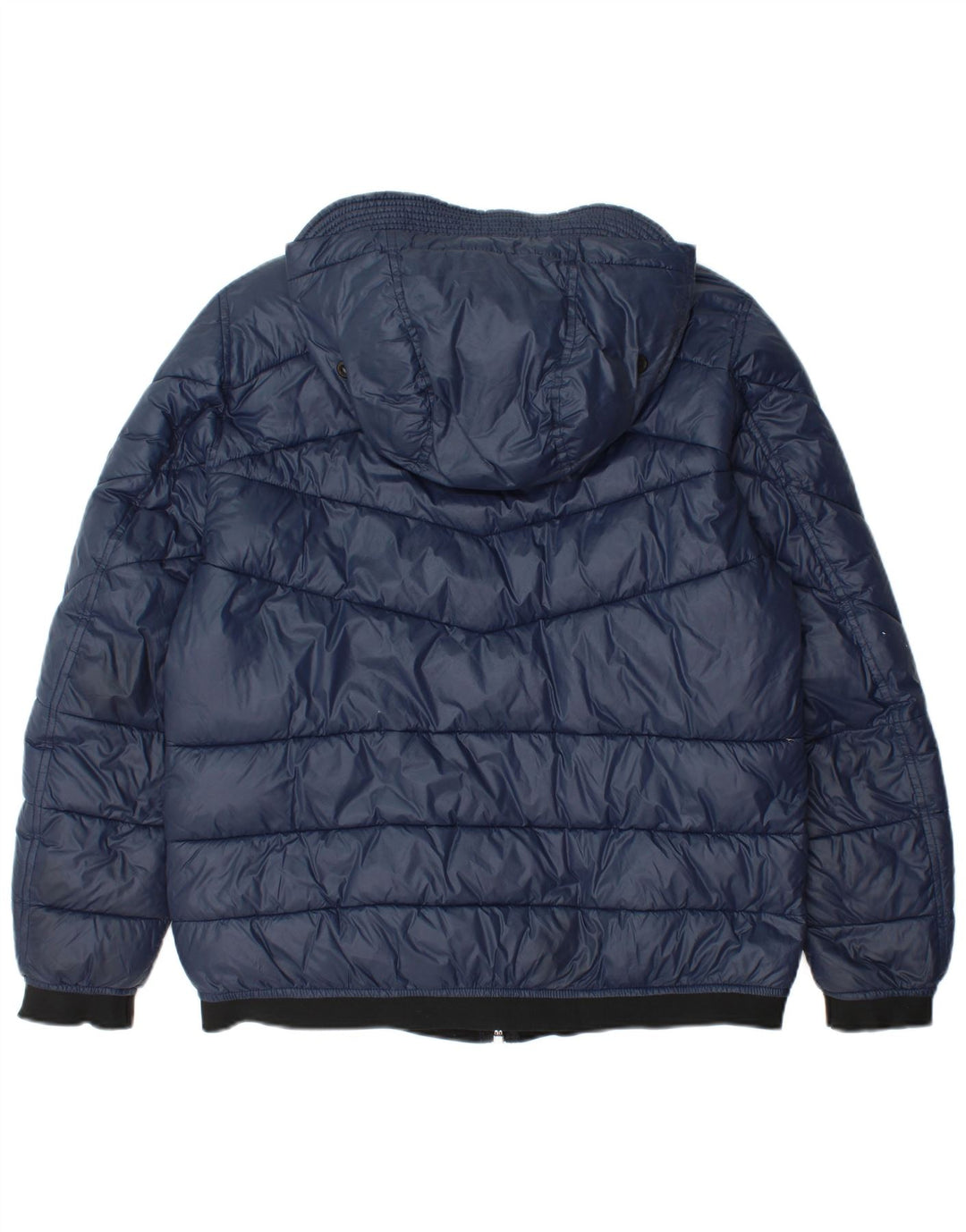 Diesel Mens Hooded Padded Jacket UK 36 Small Navy Blue Nylon