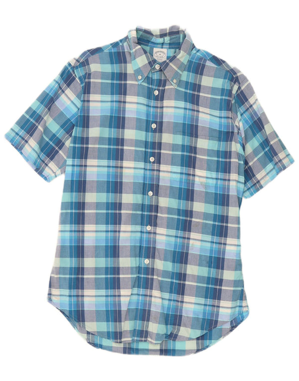 Brooks Brothers Chemise à manches courtes Regent pour homme en coton à carreaux bleu moyen