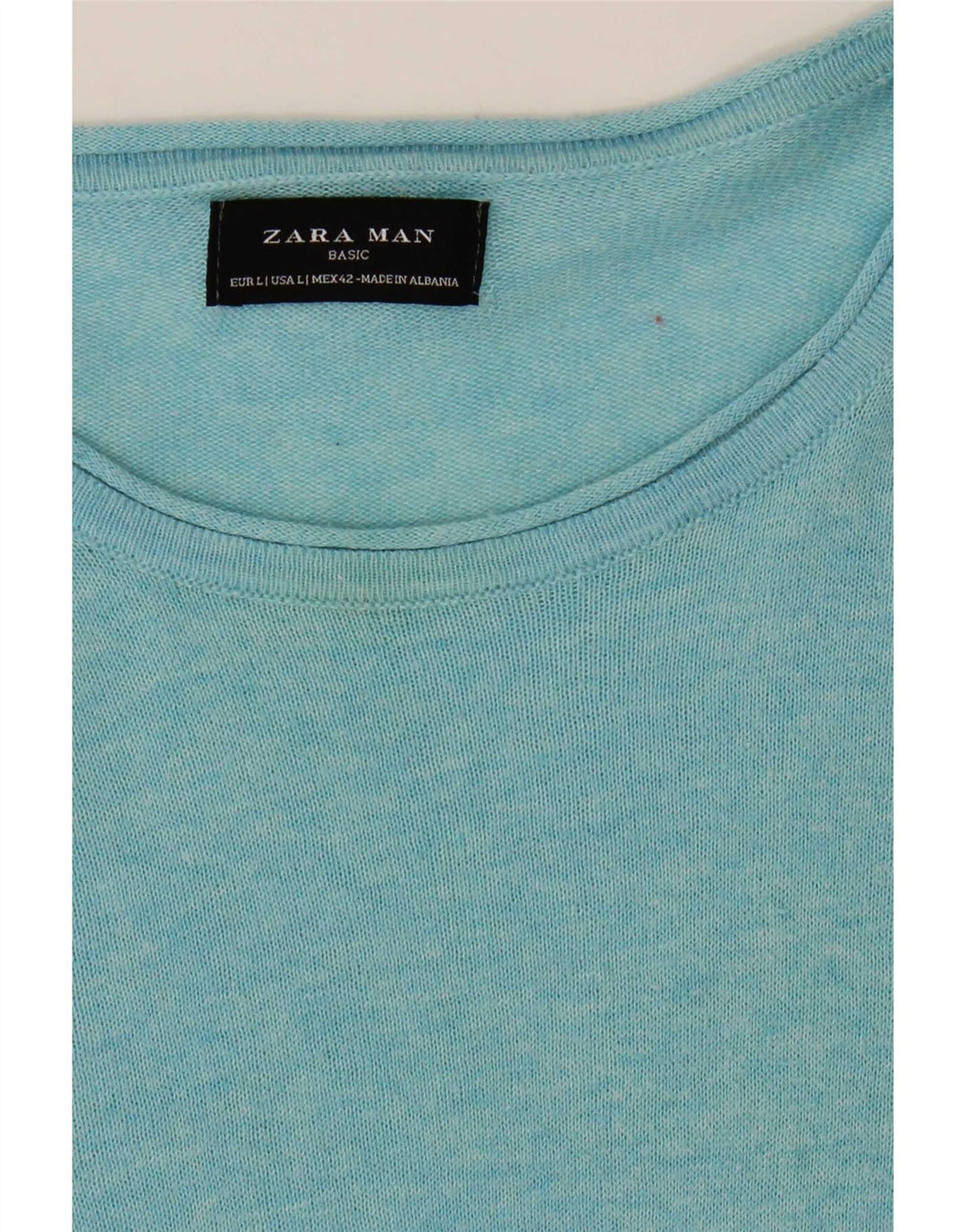 Ανδρικό πουλόβερ Zara Crew Neck Jumper Large Blue