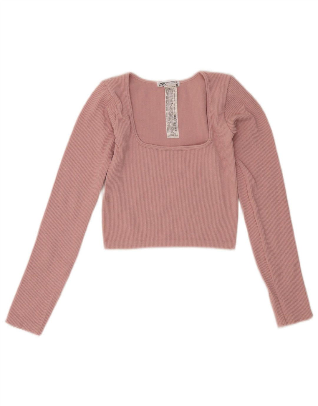 Zara Womens Crop Top Long Sleeve UK 4 XS Pink Polyamide