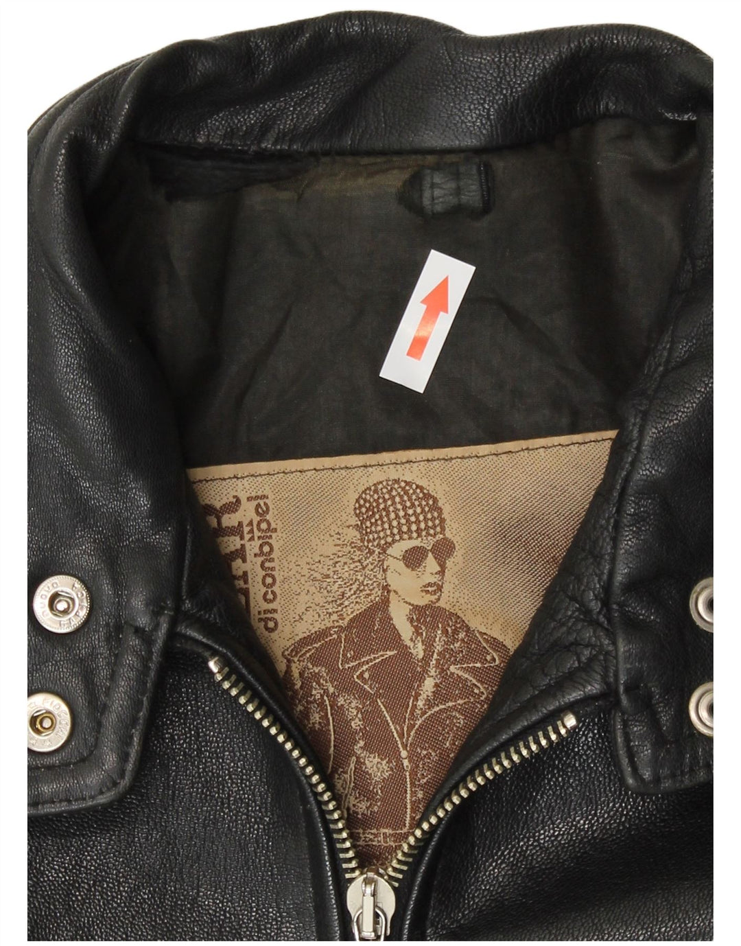 Conbipel Womens Leather Jacket UK 14 Medium Black Leather