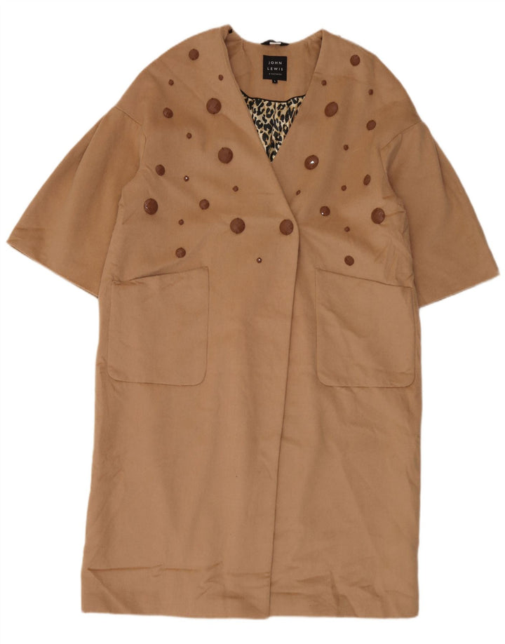 John Lewis Womens 3/4 Sleeve Double Breasted Coat UK 16 Large Beige