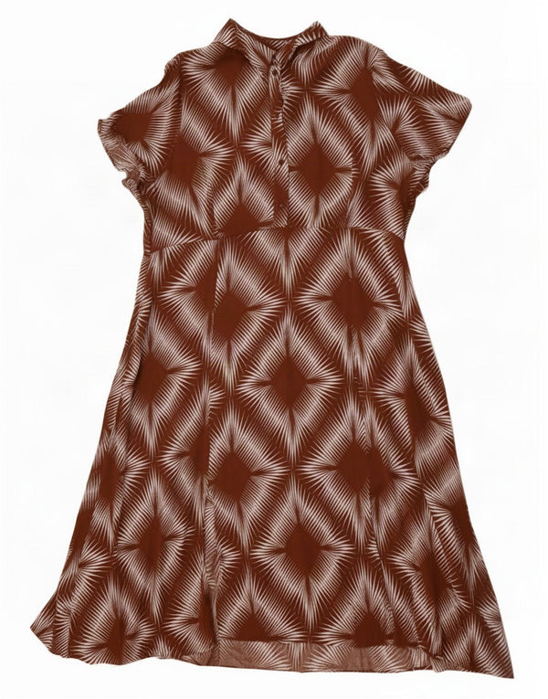 Marks & Spencer Dame A-Line Kjole UK 20 2XL Brun Geometrisk Viscose