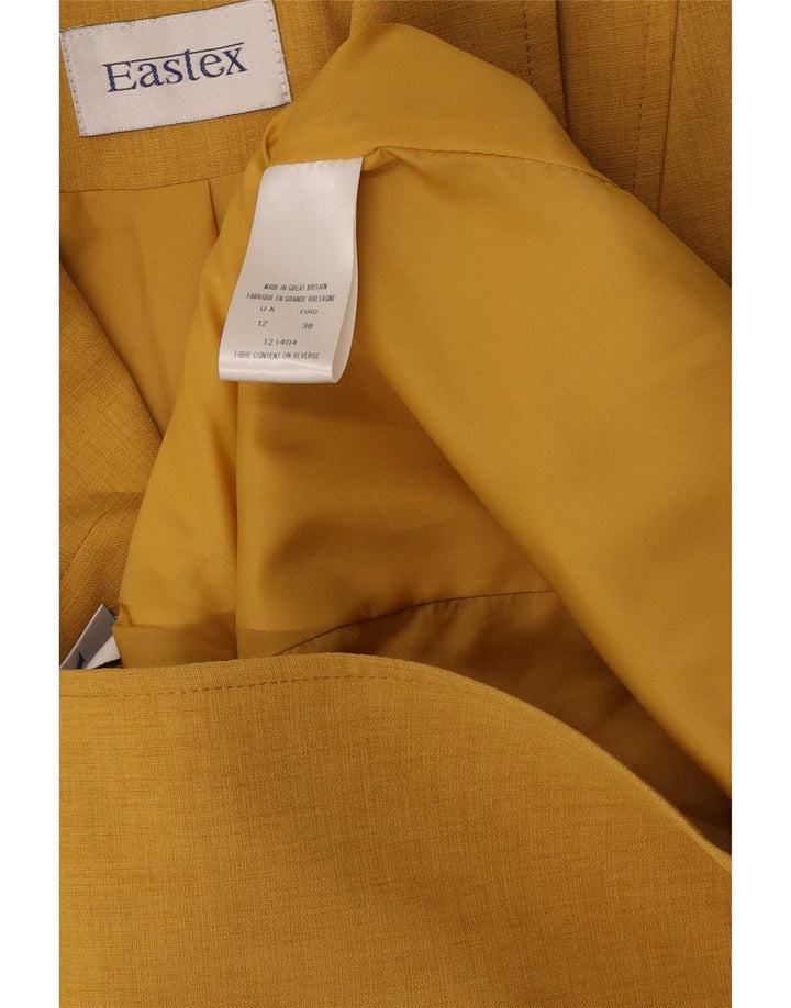 Jaqueta blazer feminina Eastex com 3 botões Reino Unido 12 poliéster amarelo médio