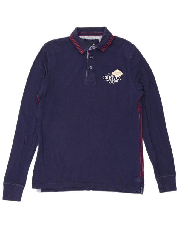 Crew Clothing Mens Graphic Long Sleeve Polo Shirt Medium Navy Blue Striped