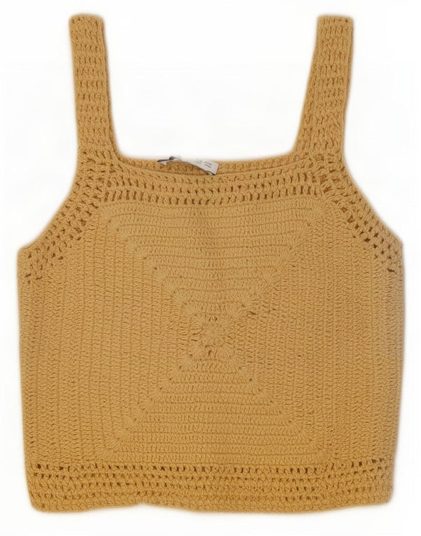 Crop Top Crochet pentru Damă Zara UK 14 Mare, Bej, Bumbac