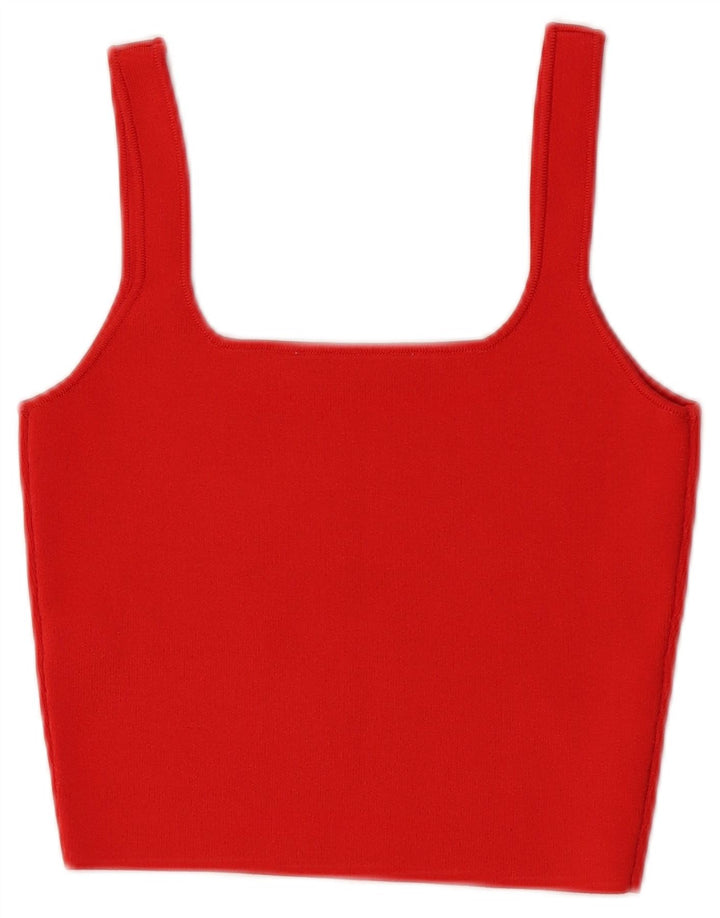 Zara Dame Crop Cami Top UK 8 Lille Rød Polyester