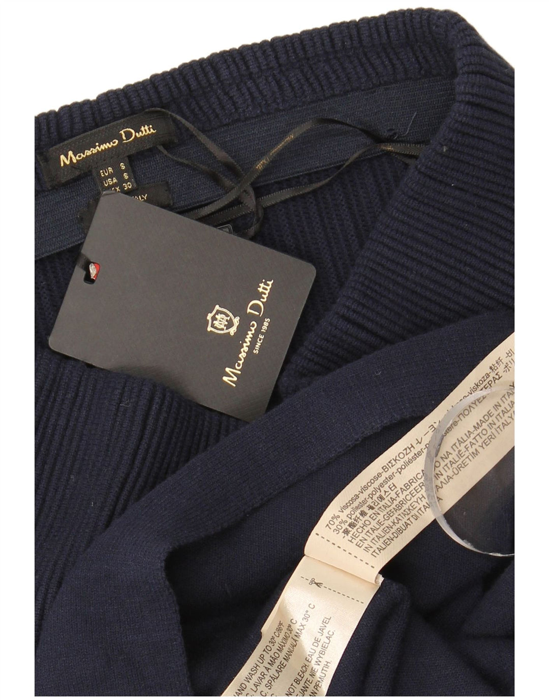Massimo Dutti Womens Knit A-Line Skirt Small W26  Navy Blue Viscose