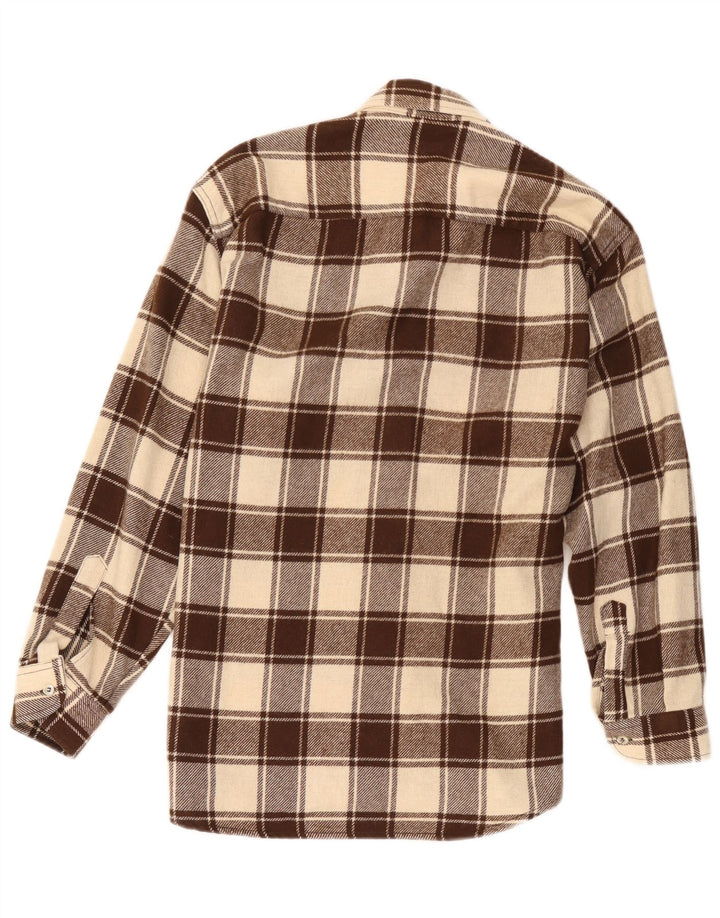 Trend Mens Lumberjack Flannel Shirt Small Brown Check Cotton
