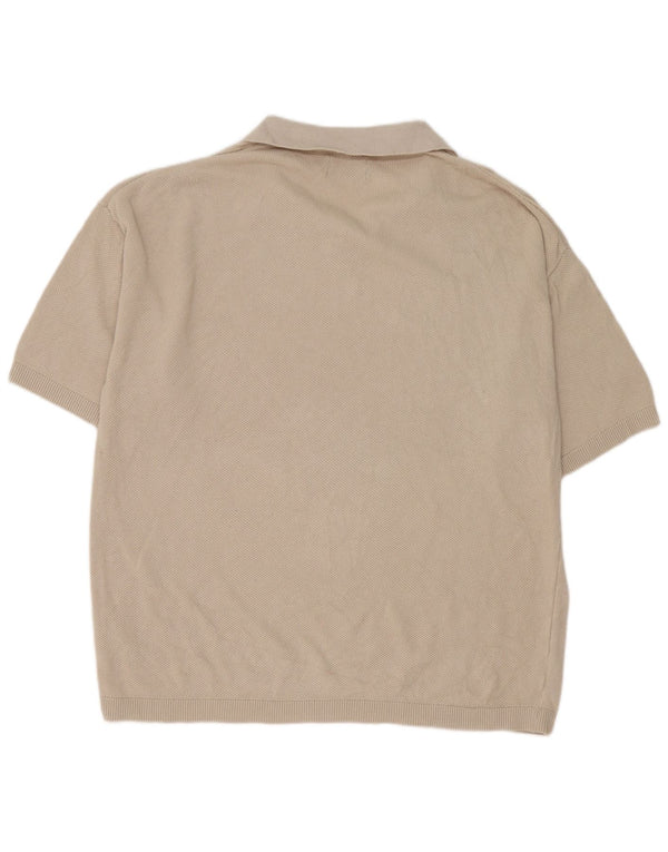 Jack & Jones Mens Short Sleeve Polo Neck Jumper Sweater XL Beige Cotton