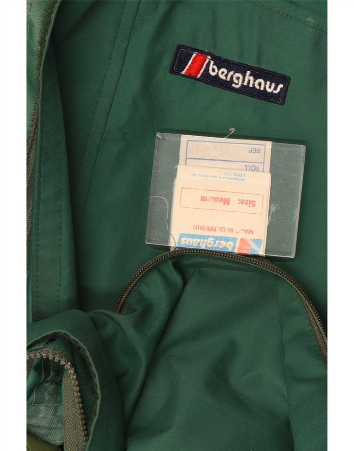 Berghaus Mens Hooded Raincoat UK 38 Medium Green Nylon