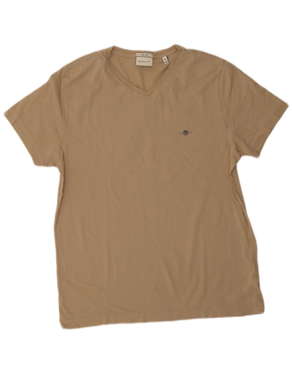 T-shirt męski slim fit Gant Top 2XL beżowy, bawełniany