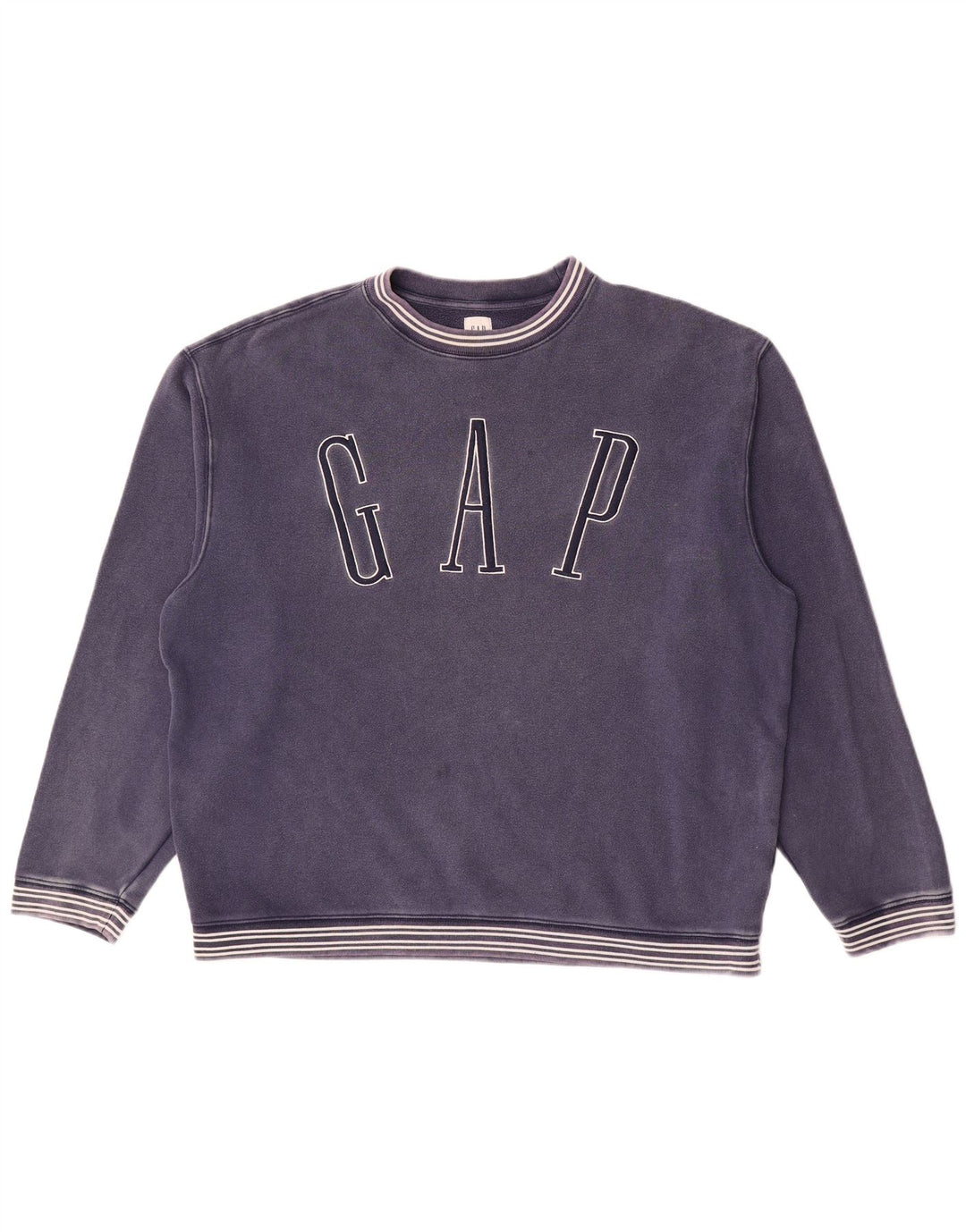 Gap Mens Graphic Sweatshirt Jumper Large Navy Blue Striped Cotton