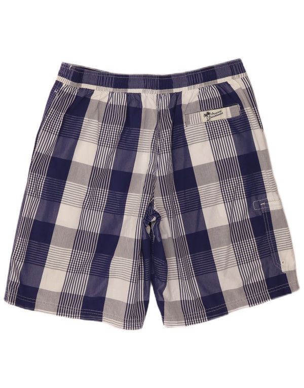 Marks & Spencer Pantaloncini da bagno da uomo Blue Harbour di grandi dimensioni in cotone a quadri blu
