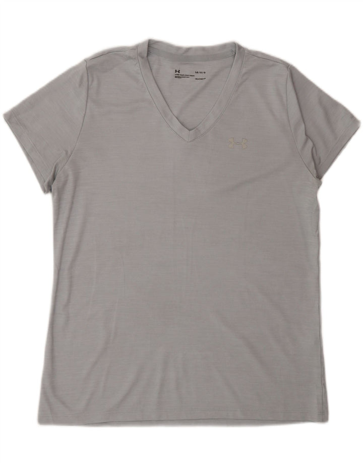 Under Armour Mens Heat Gear T-Shirt Top Large Grey Polyester