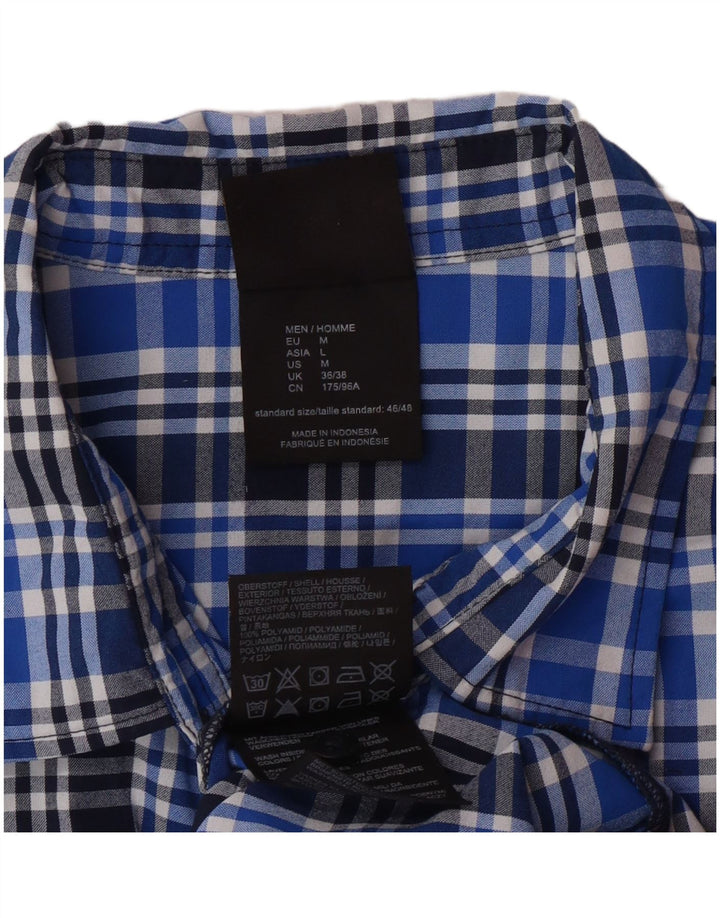 JACK WOLFSKIN Mens Short Sleeve Shirt UK 36/38 Small Blue Check Polyamide