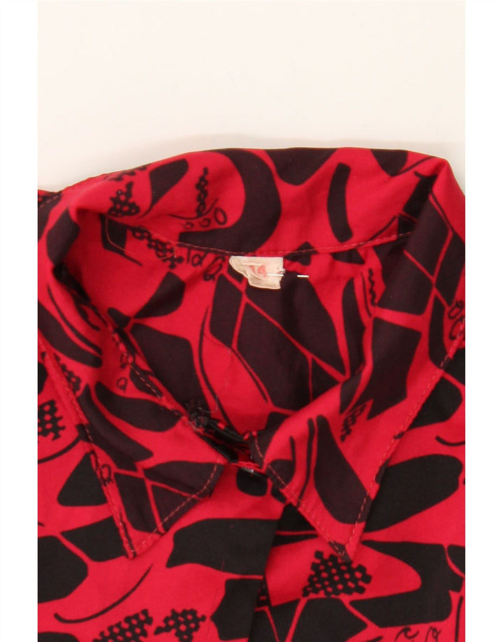 VINTAGE Womens Abstract Pattern Shirt Blouse UK 14 Large Red Polyester Vintage Vintage and Second-Hand Vintage from Messina Hembry 