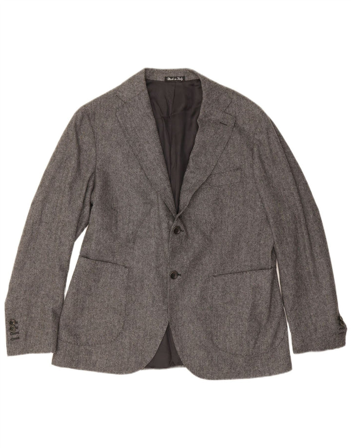 Carlo Barbera Mens 2 Button Blazer Jacket IT 50 Large Grey Herringbone