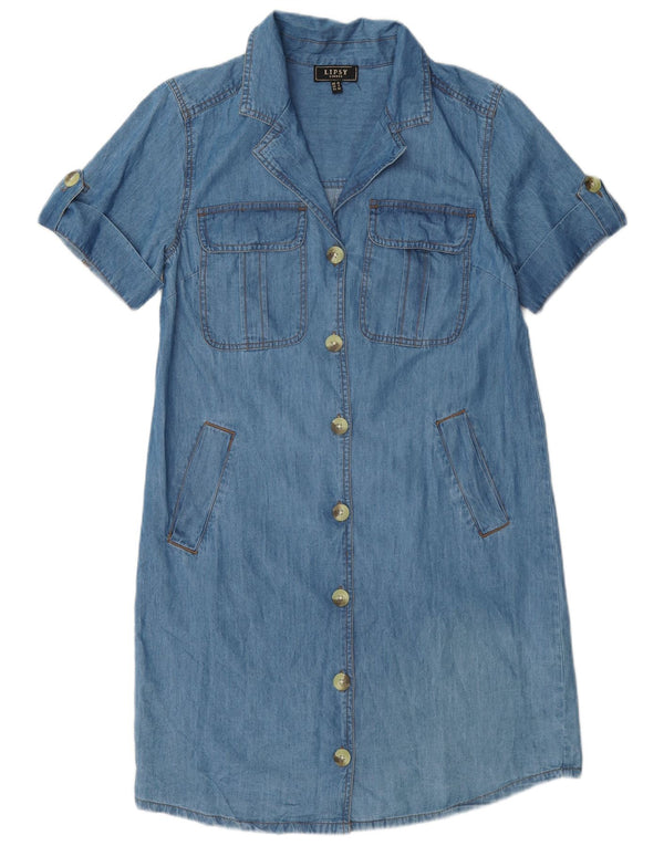 Lipsy Dame Denim Kjole UK 10 Small Blue Cotton