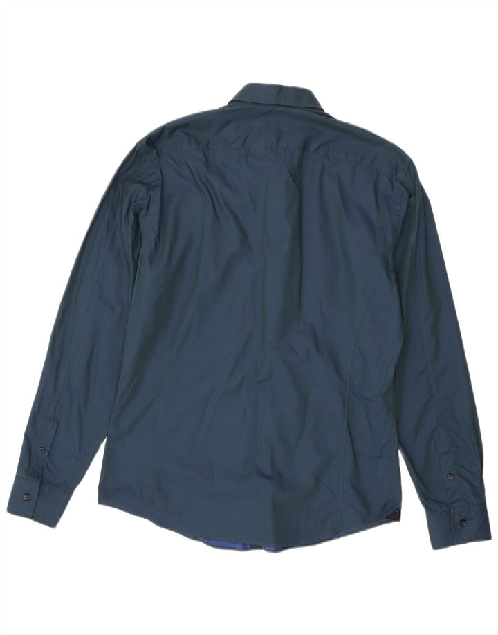 Trussardi Mens Shirt Size 41 Medium Navy Blue