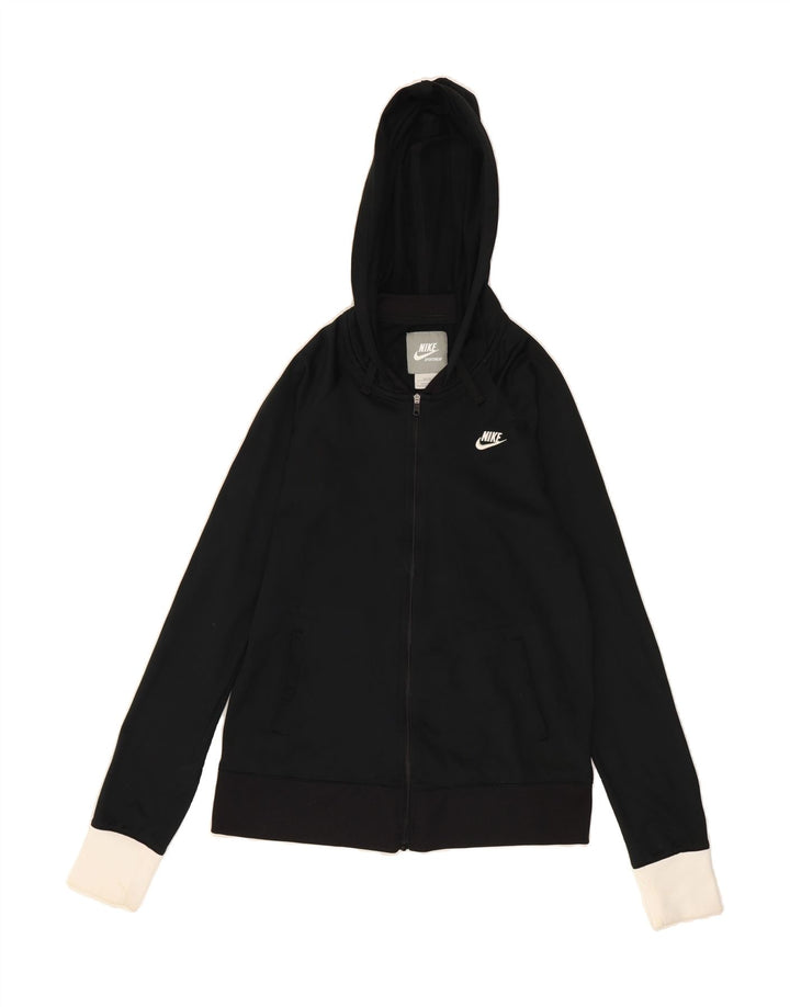 NIKE Womens Zip Hoodie Sweater US 8/10 Medium Black Colourblock Polyester Vintage Nike and Second-Hand Nike from Messina Hembry 
