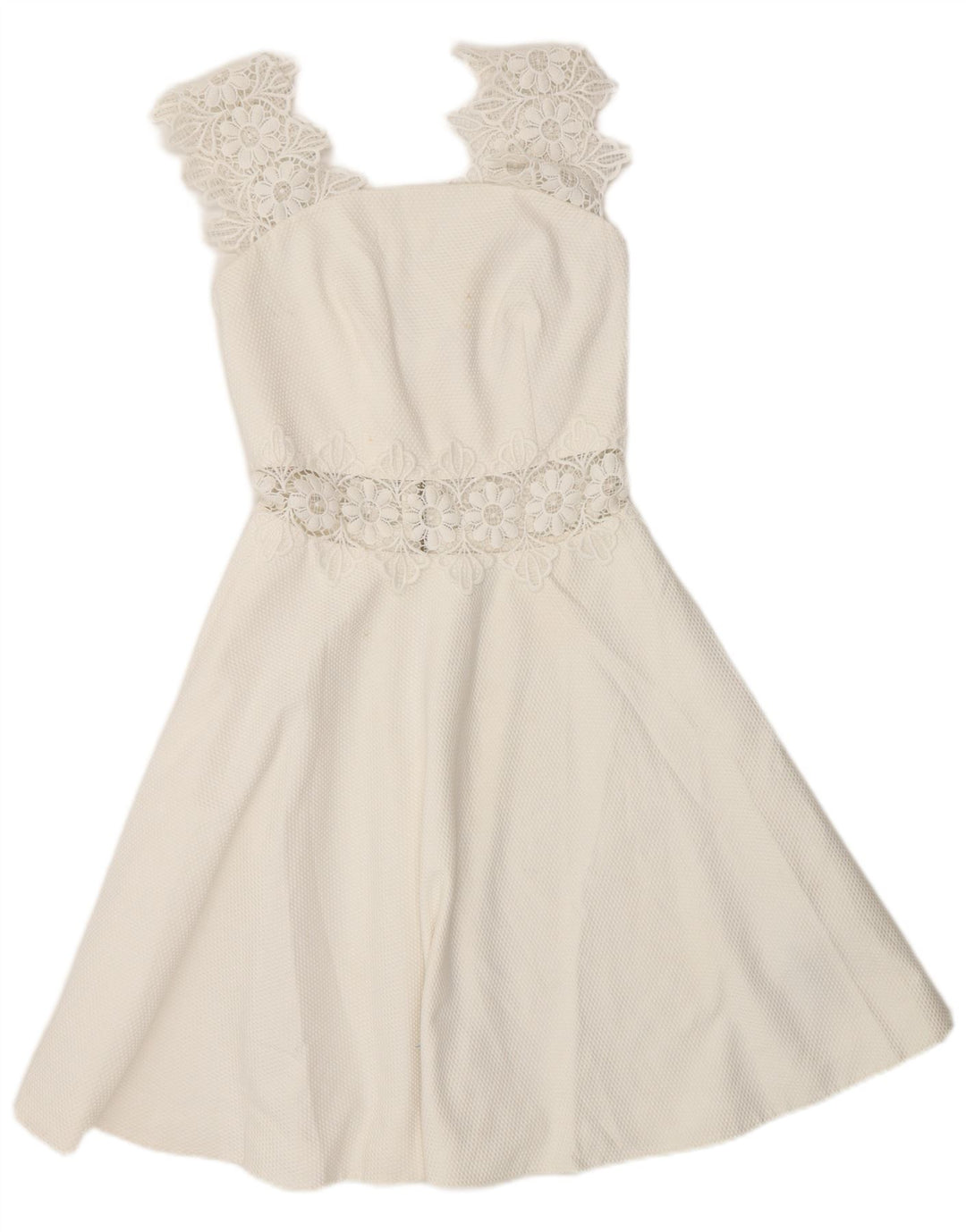 Ted Baker Dame Ærmeløs A-Line Kjole UK 4 XS Hvid Polyester