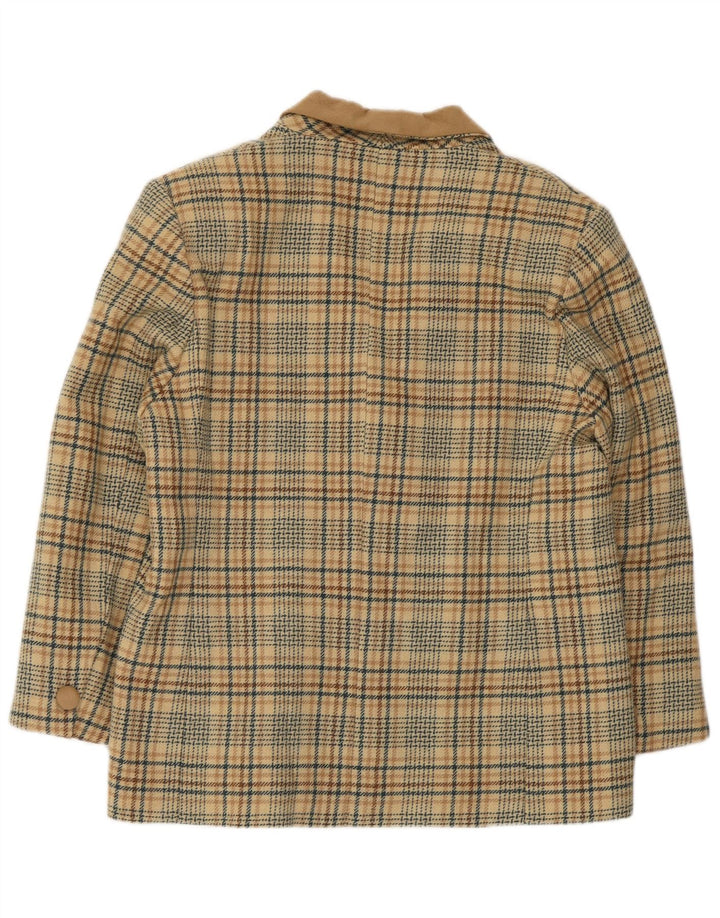 Vintage dame 2-knaps blazerjakke UK 14 Large Beige Houndstooth