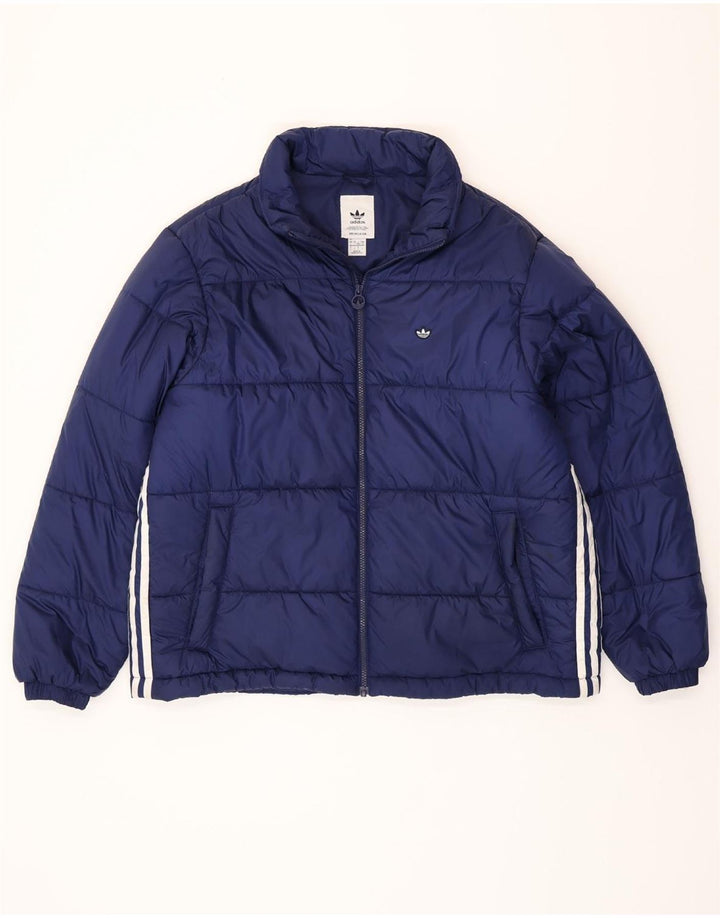 ADIDAS Mens Primegreen Padded Jacket UK 40 Large Navy Blue Polyester