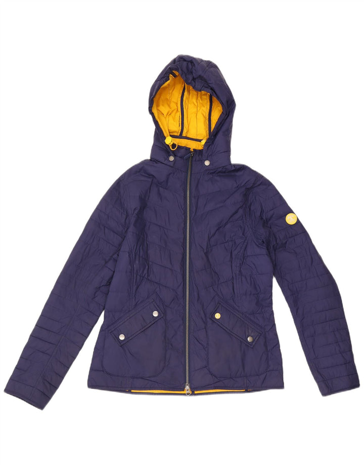 Barbour Womens Hooded Padded Jacket UK 12 Medium Navy Blue