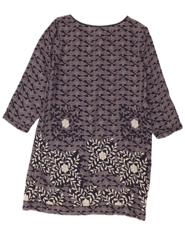 White Stuff Womens 3/4-ærmet Shift Dress UK 12 Medium Blue Floral Bomuld