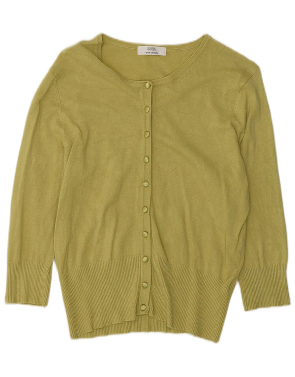 Marks & Spencer Womens 3/4 Sleeve Cardigan Sweater UK 14 Medium Green