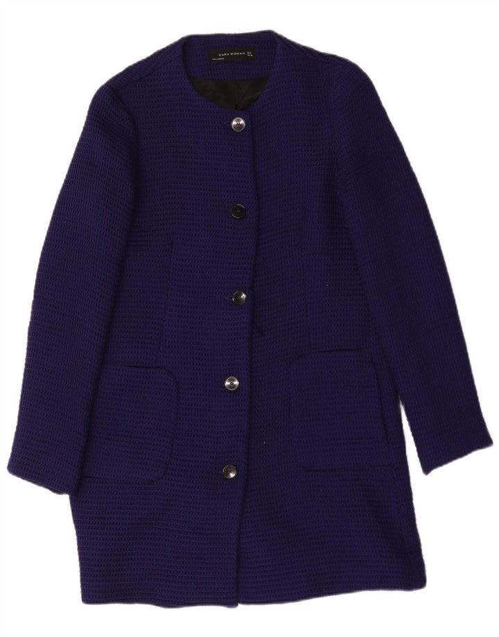 Zara Womens Overcoat UK 10 Small Navy Blue