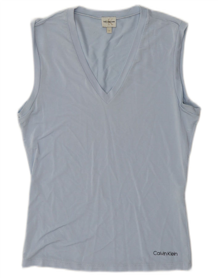 Calvin Klein Jeans Womens Vest Top UK 12 Medium Blue Viscose
