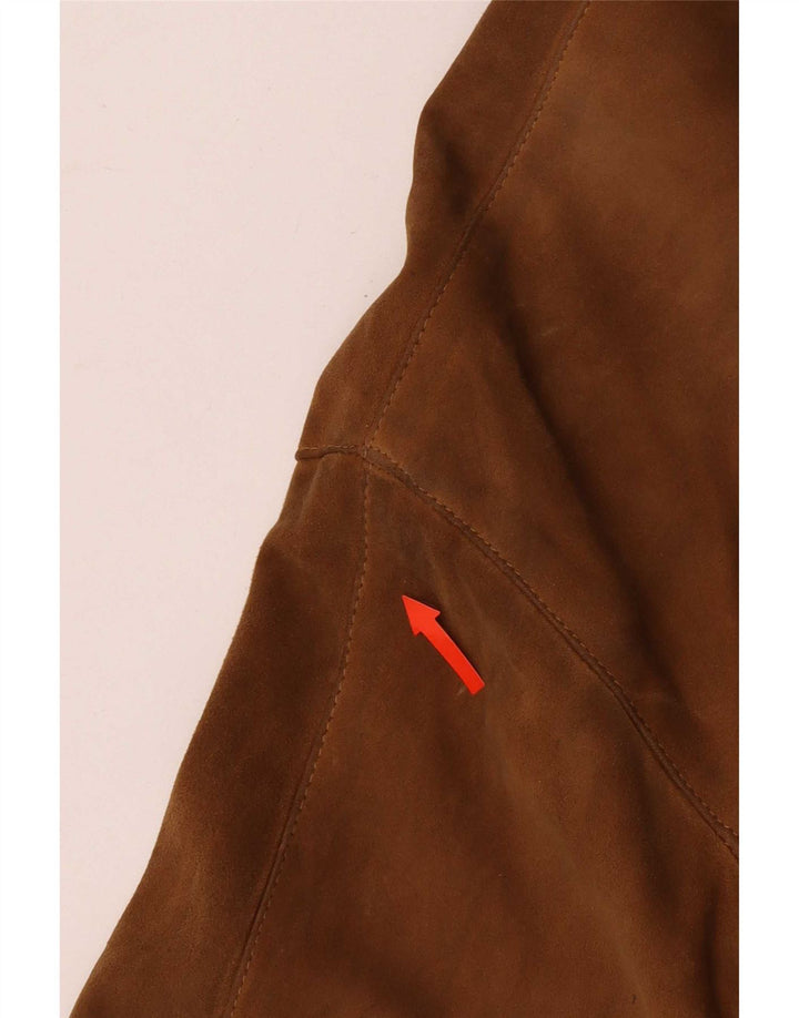 Vintage Womens Oversized Suede Bomber Jacket IT 44 Medium Beige